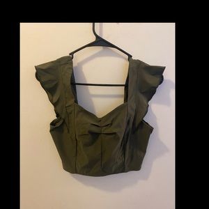 Olive green sleeveless crop top